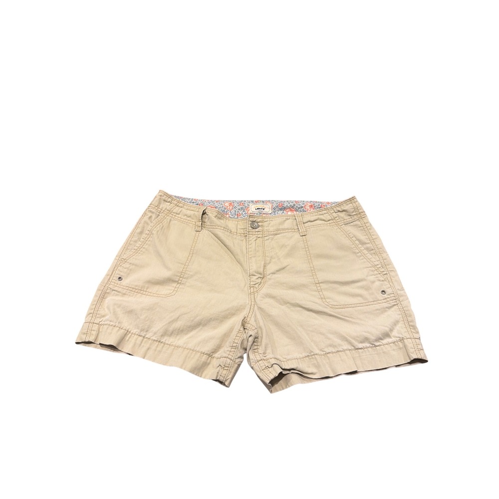 Levis Womens Khaki Chino Shorts Size 12 Tan Cotton Utility Hiking Pockets